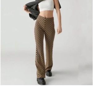 Urban Outfitters Bryan Pull-On Black/Tan Checkered Flare Pants